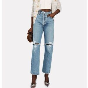 NWOT AGOLDE 90's Pinch Waist High Rise Distressed Denim Jeans, Size 31